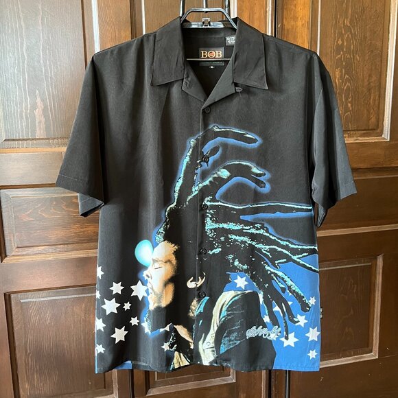 Bob Marley Dragonfly Shirt Short Sleeve Button Down Size XL NWOT - Picture 1 of 7